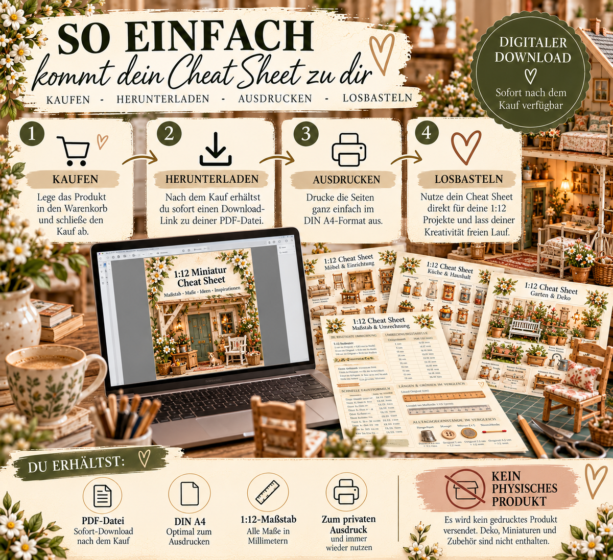 1:12 Miniatur Cheat Sheet | Die große Maß- & Inspirationssammlung für dein Puppenhaus