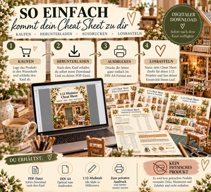 1:12 Miniatur Cheat Sheet | Die große Maß- & Inspirationssammlung für dein Puppenhaus
