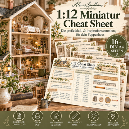 1:12 Miniatur Cheat Sheet | Die große Maß- & Inspirationssammlung für dein Puppenhaus