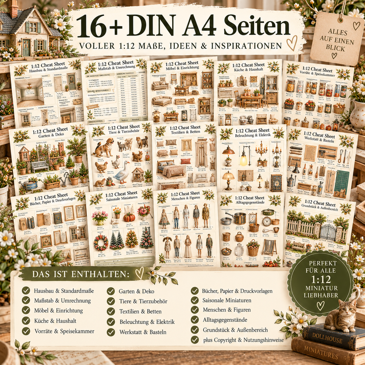 1:12 Miniatur Cheat Sheet | Die große Maß- & Inspirationssammlung für dein Puppenhaus