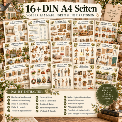 1:12 Miniatur Cheat Sheet | Die große Maß- & Inspirationssammlung für dein Puppenhaus