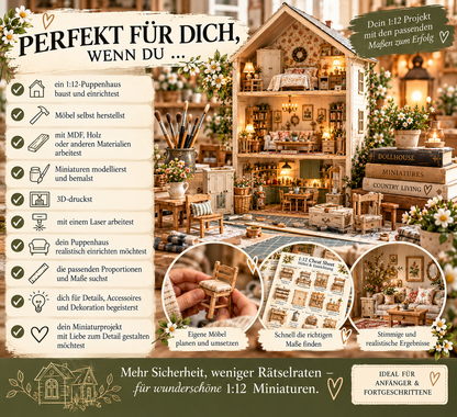 1:12 Miniatur Cheat Sheet | Die große Maß- & Inspirationssammlung für dein Puppenhaus