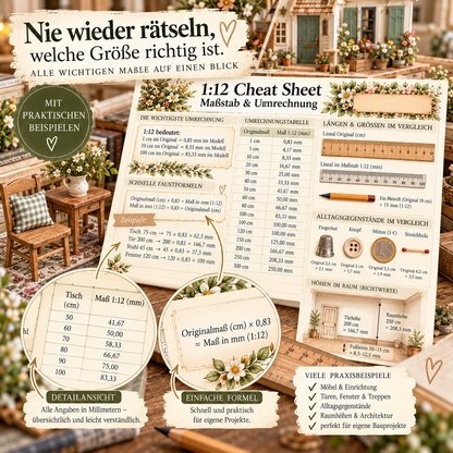 1:12 Miniatur Cheat Sheet | Die große Maß- & Inspirationssammlung für dein Puppenhaus